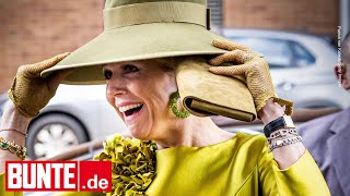 Máxima der Niederlande - Königin vs. Wind: Im edlen Ton-in-Ton-Look kämpft sie mit ihrem Hut