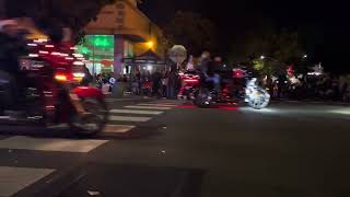 Motorcycles Christmas parade Modesto California