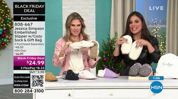 Jessica Simpson Embellished Slipper with Cozy Sock   Gif...