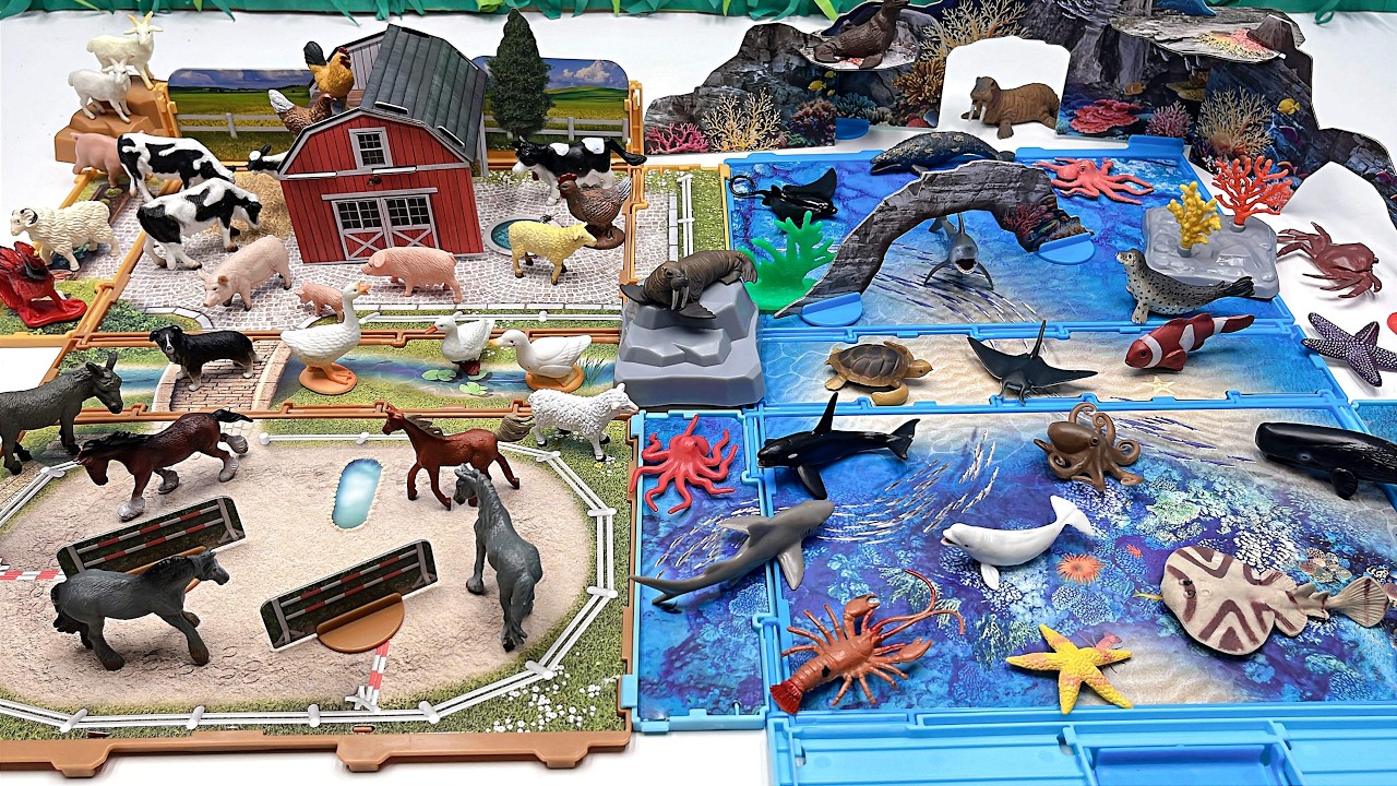 Farm Diorama VS Ocean Diorama | Horse Cow Octopus Whale shark