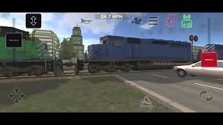 Coal train in rail road crossing in train and rail yard simulator