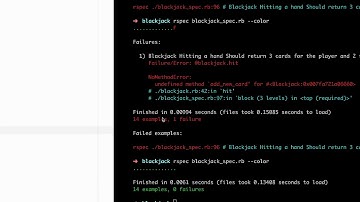 Ruby programming with RSpec - Blackjack Part 11 (((Hit method)))
