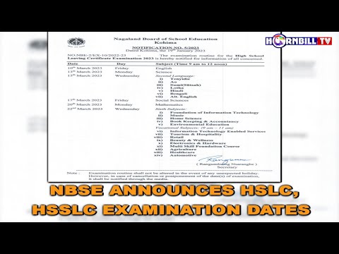 NBSE ANNOUNCES HSLC, HSSLC EXAMINATION DATES