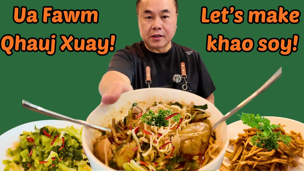 Fawm Qhaub Xuay  (Making Khao Soy noodles)
