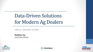 Data Driven Solutions for Modern Ag Dealers