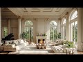 Morning spring luxury living room space with positive jazz music  relaxing jazz background music