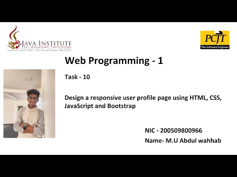 Web Project Task 10 | 1st Year | Semester 01 | Java Institute