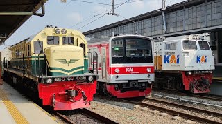 RAMAINYA KERETA API KRL dan LOKOMOTIF VINTAGE di Stasiun Tersibuk : Kereta Argo, KRL JR 205, CC 206