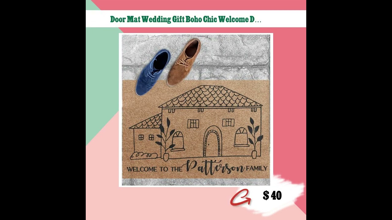 Door Mat Wedding Gift Boho Chic Welcome Doormat Personalized Coir Outdoor Rug Custom Doormat Cust...
