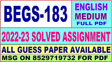 begs 183 solved assignment 2022-23 in English / begs 183 solved assignment / ignou bag begs 183