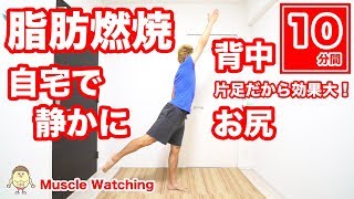 【10分】自宅で静かに背中とお尻の脂肪燃焼！簡単片足エクササイズ！ | Muscle Watching