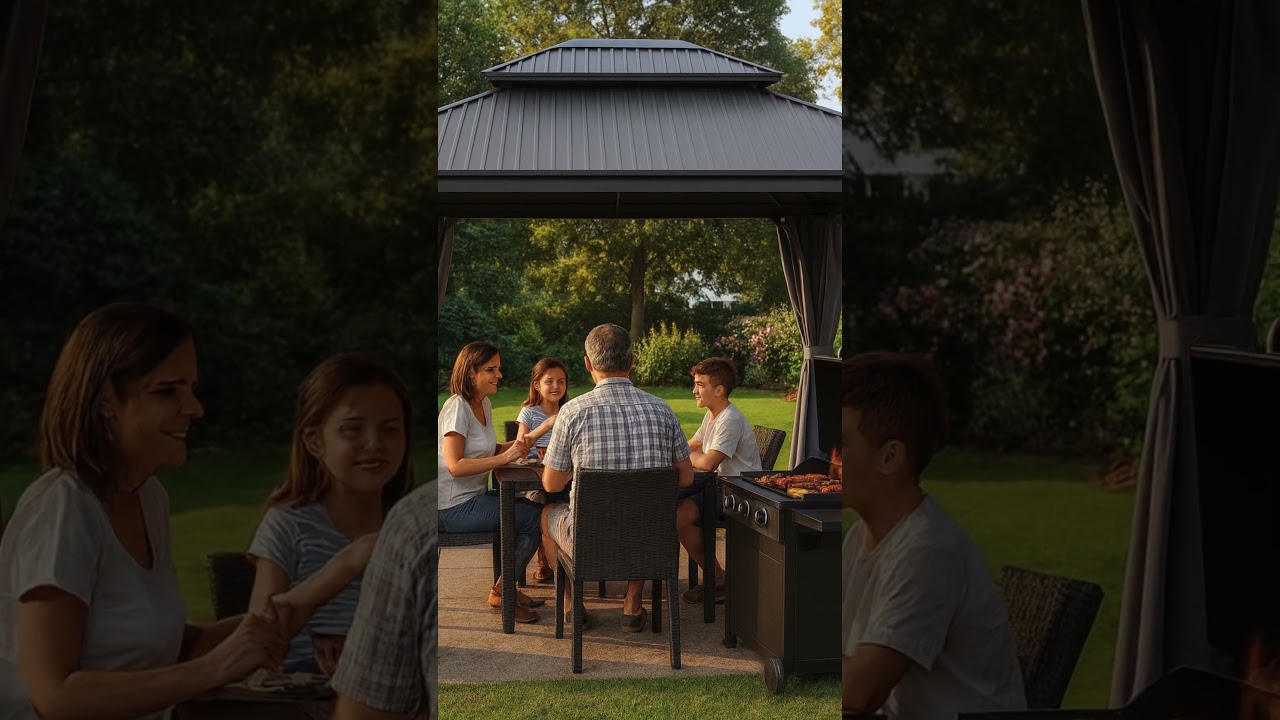 Instahut Outdoor Gazebo 3x3.65m | Patio Canopy with Curtains & Steel Frame | HomeMyGarden