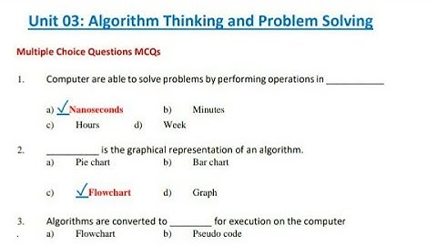 computer  science  class  8/unit 3 Algorithm  thinking  and problem  solving /mcqs
