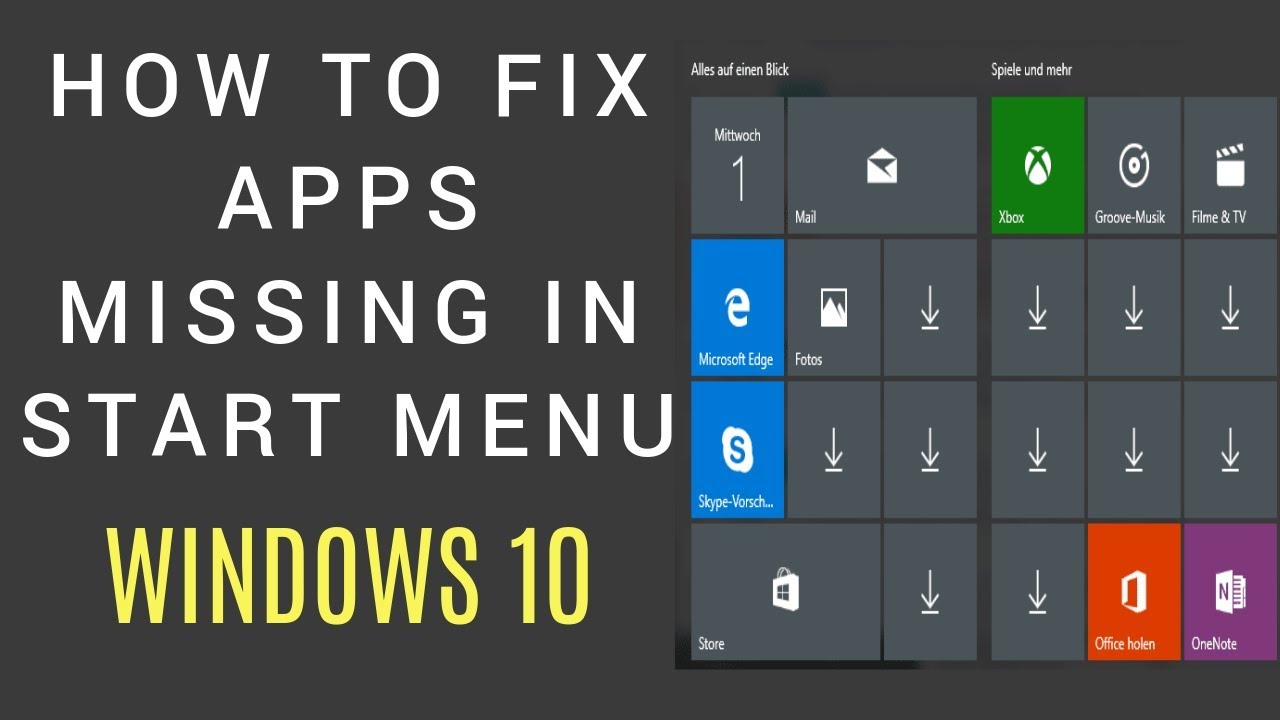 window 10 start menu missing