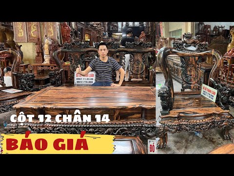 Video Bộ ghế nghê cột 12 chân 14 gỗ Mun Lào đỉnh cao nhất... - youtube