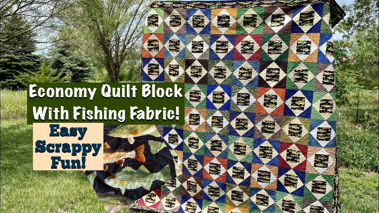 How I made my Economy Quilt with Fishing Fabric, Simple and Scrappy, Free  Tutorial #quilting #sewing 