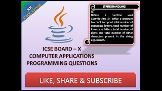 String Handling || Question - 7 || ICSE - X (Java Programming Tutorial)
