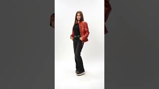 Silph Sienna Brown Cafe Racer Leather Jacket for Women