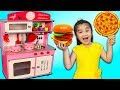 Hana Pretend Play Cooking w/ Princess Kitchen & Food Toys Play Set for Kids