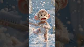 Cute Baby Monkey Playing With TeethBrush #shorts #babymonkey #cutemonkey #funnyanimals #animalshorts