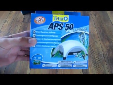 Unpacking / unboxing silent aquarium air pump Tetra APS 50
