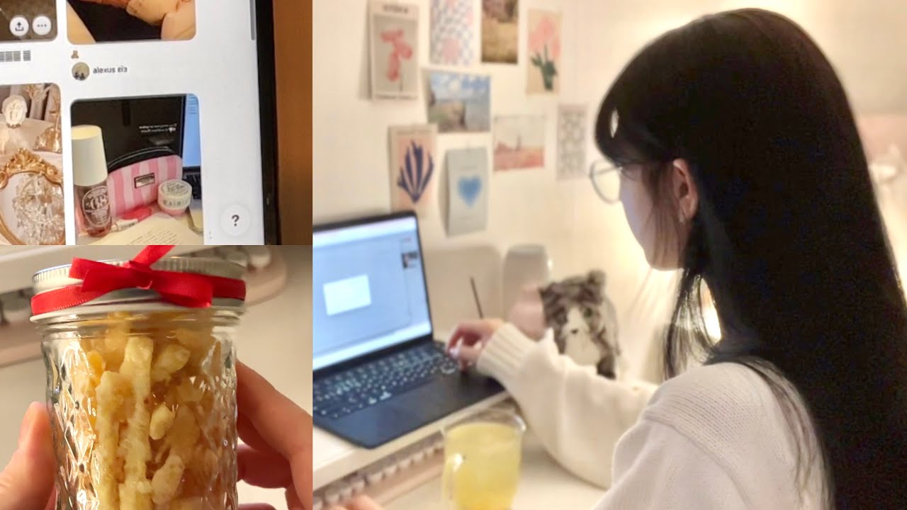 ⛄️집에서 겨울을 보내는 브이로그🍵| 크림스튜, 자이언트 얀 손 뜨개,선물 준비｡｡💓