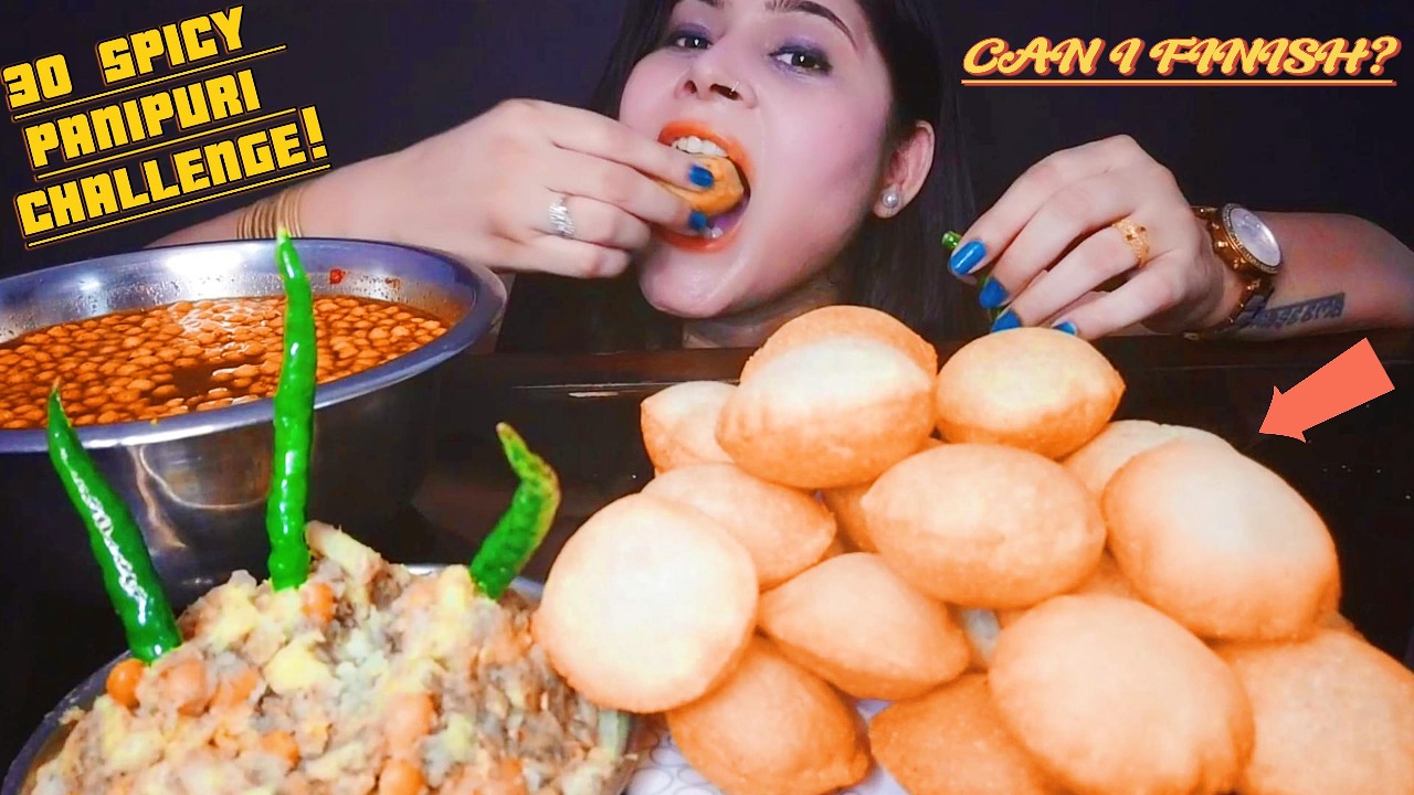 Golgappe Mukbang: Can I Finish 30 Pani Puris? | Desi Food Challenge | SPICY PANIPURI challenge #asmr