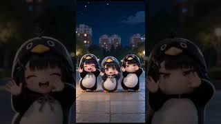 Cute Penguin Trio Dance 🐧💃 | AI Baby Penguins Dancing #GuguGaga
