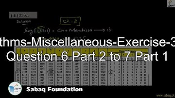 Logarithms-Miscellaneous-Exercise-3-From Question 6 Part 2 to 7 Part 1, Math Lecture | Sabaq.pk