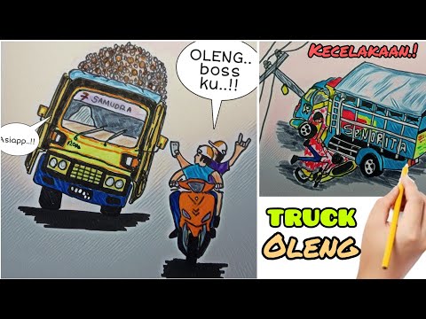 4 trik cara simple menggambar dan mewarnai mobil TRUK  