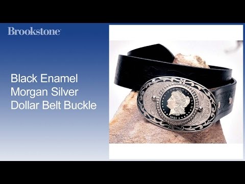 Black Enamel Morgan Silver Dollar Belt Buckle
