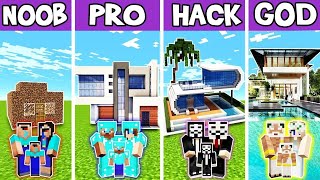 ELITE RESORT HOUSE BUILD CHALLENGE - NOOB vs PRO vs HACKER vs GOD in Minecraft