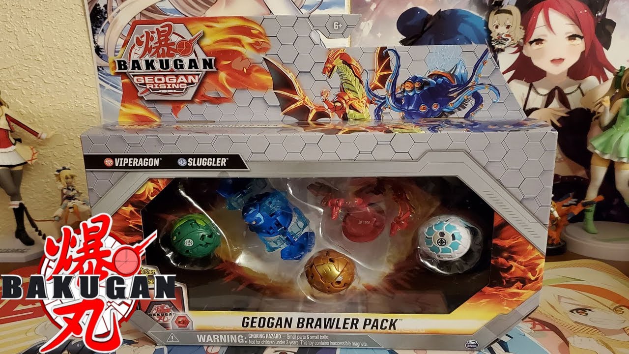 Bakugan Geogan Rising: Pyrus Viperagon and Aquos Sluggler Five Pack Unboxing