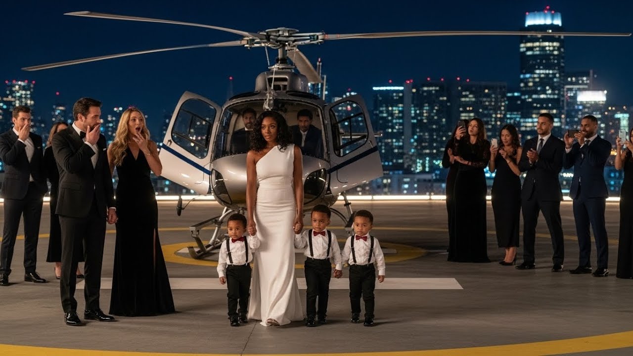 HE INVITED CHILDLESS EX-WIFE TO CHRISTMAS PARTY TO HUMILATE HER - SHE LANDS ON HELIPAD WITH TRIPLETS