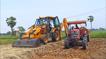New Jcb 3dx Backhoe Loader Machine Loading Red Mud InMahindra YUVO 575 DI Tractor Jcb Tractor Video