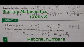 Rational Numbers Exercise 1.8 Class 8 | Start up mathematics | Viva Education | Rajmith Study