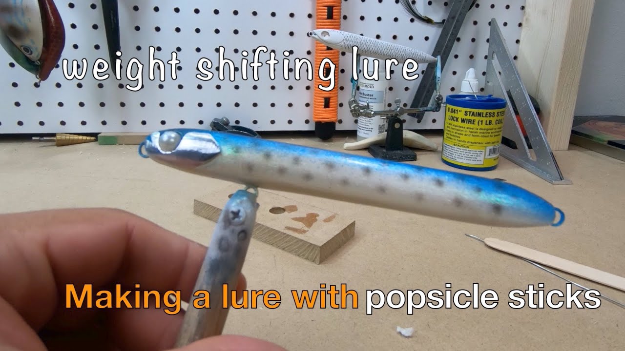 Making a weight shifting lure from popsicle sticks 