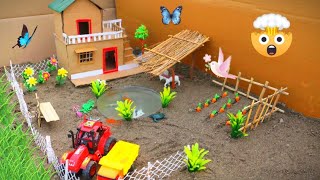 DIY tractor and truck farm | Making animals 🏠, pond, chair, garden and vehicle project.#12