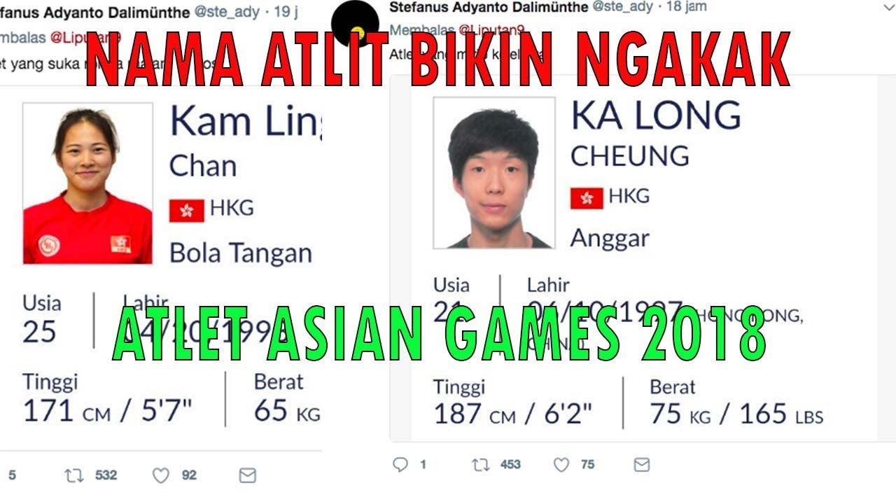 Nama Atlet ASIAN GAMES Lucu BIKIN NGAKAK YouTube