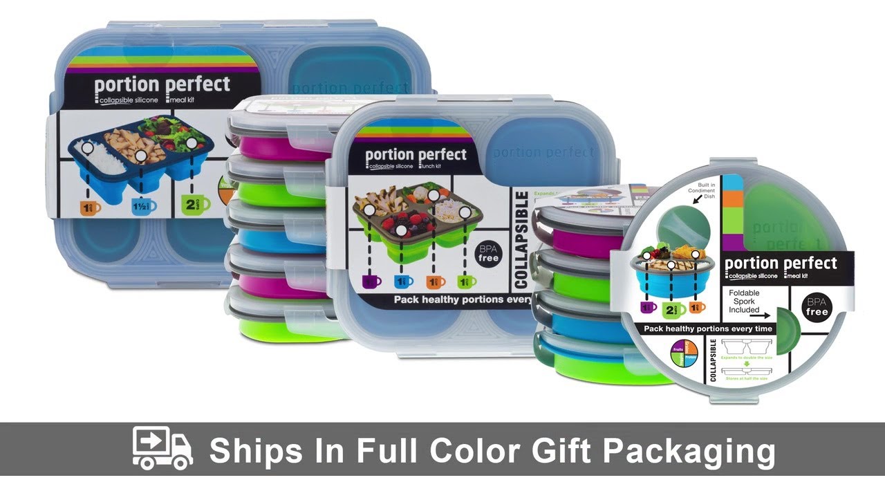 Smart PORTION PERFECT Silicone Collapsible Meal Kits YouTube