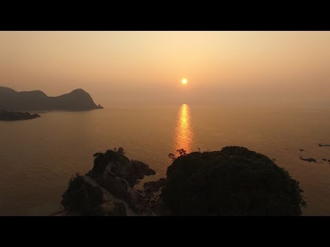 丹後半島のキレイな夕日(4K空撮)