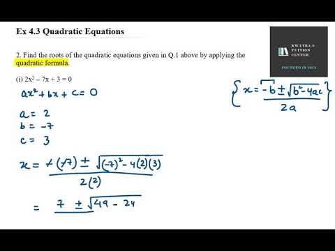 quadratic roots equations given find