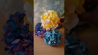 How to Make Hydrangea Flowers With Tissue paper/Yellow And White Flower/#diy #craft #art