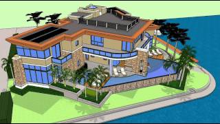 3D Rendering of a Custom, Modern, Luxury Home on the waterfront