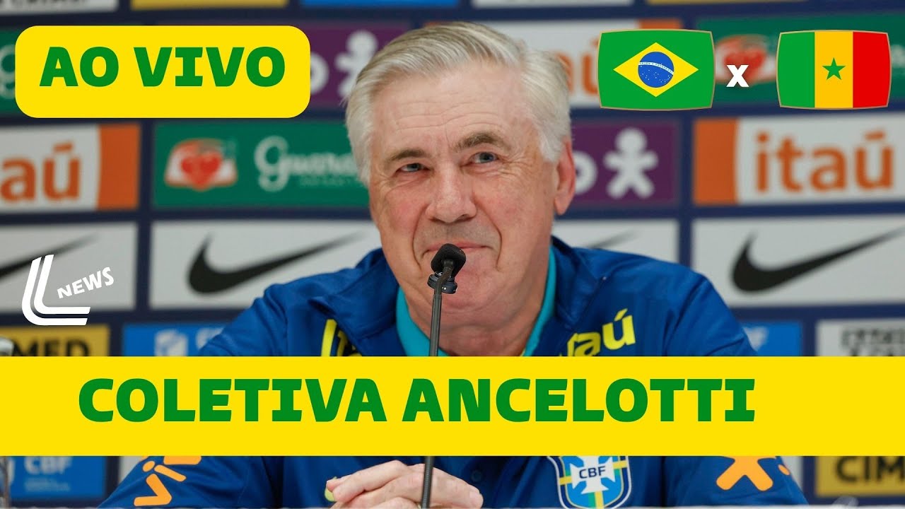 COLETIVA ANCELOTTI AO VIVO - BRASIL 2 X 0 SENEGAL - COLETIVA ANCELOTTI AO VIVO COM IMAGENS