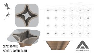 Modern wooden coffee table design on grasshopper
