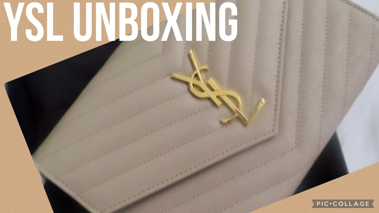 YSL MONOGRAM CHAIN WALLET WOC UNBOXING, CASSANDRE SAINT LAURENT MATELASSÉ  (dark beige)