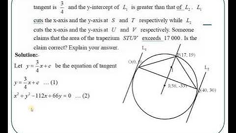 2016 HKDSE Maths Core Paper 1 Solution q20 Part2,Circle Equation圓形方程, Equation of Straight Lines直線方程
