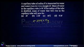 BITSAT 2017 | Physics | Q 8   Fluid Mechanics and Properties of Fluids   Surface Tension