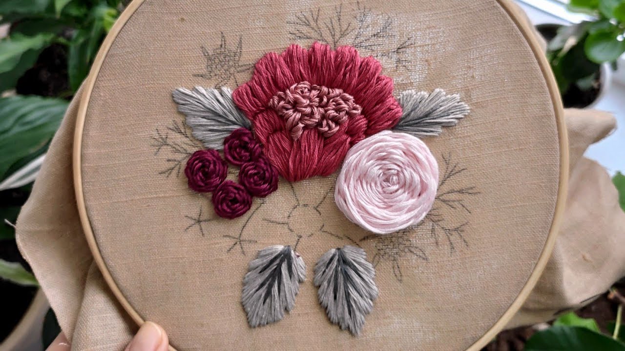 Raspberries and thistles pattern embroidery for beginners  youtube Raspberries and thistles pattern embroidery for beginners  youtube